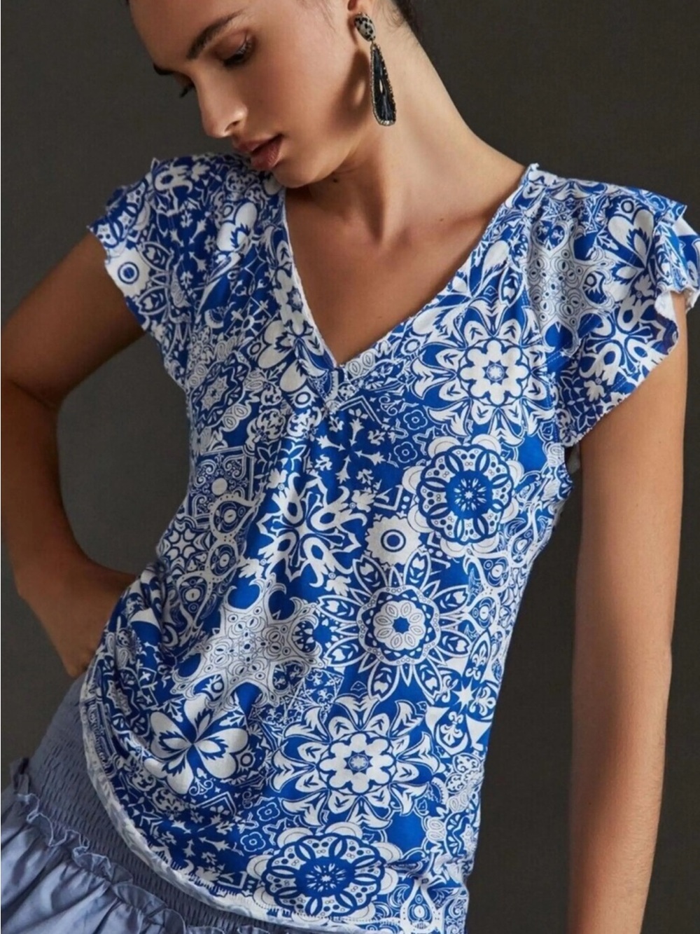 Maeve Anthropologie Catie Ruffle Sleeve M